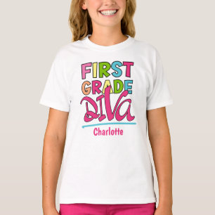 Colorful First Klass Diva Back to school T Shirt