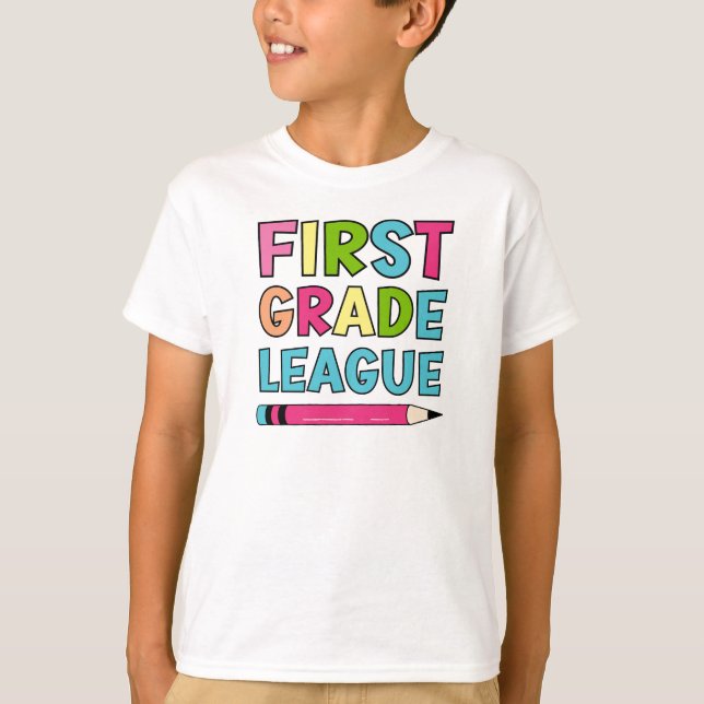 Colorful First Klass League Back to school T Shirt (Framsida)