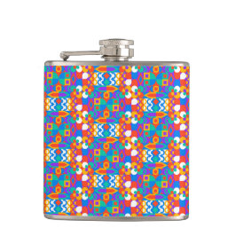 Colorful flask with a vibrant geometric pattern  fickplunta
