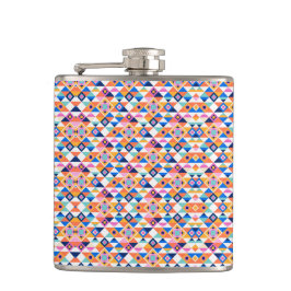 Colorful flask with geometric pattern in blues fickplunta