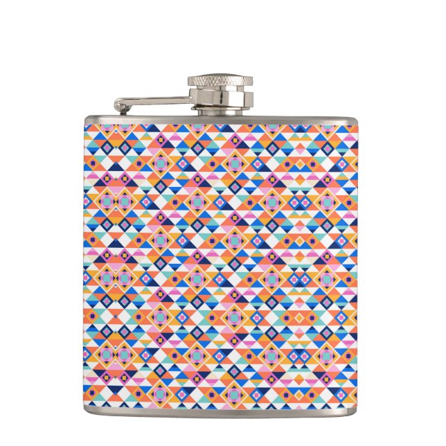 Colorful flask with geometric pattern in blues fickplunta (Framsidan)