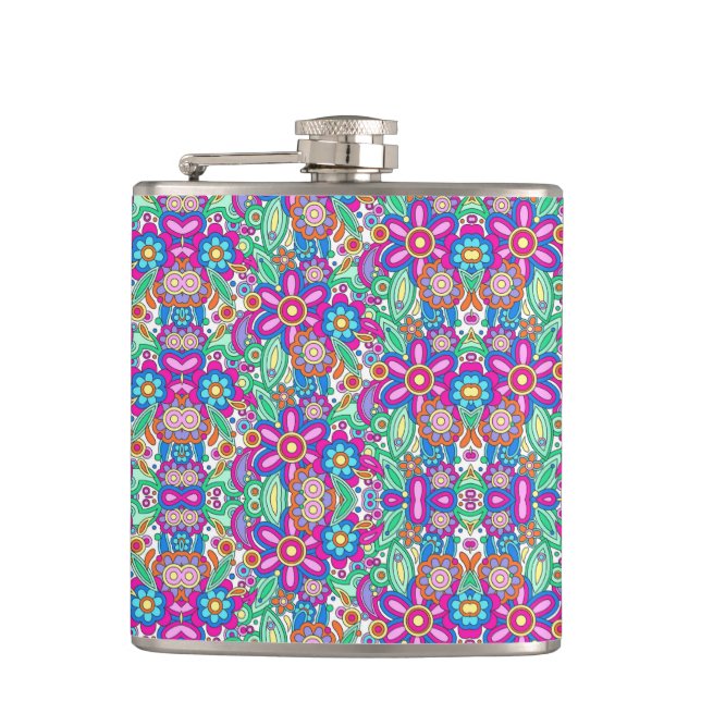 Colorful flask with vibrant geometric and floral  fickplunta (Framsidan)