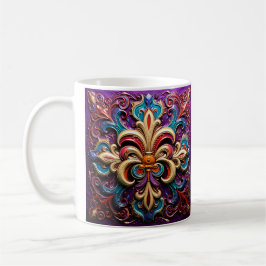 Colorful Fleur de lis-kaffe mugg