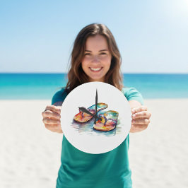 colorful flips flops on a beach in water color stor klocka