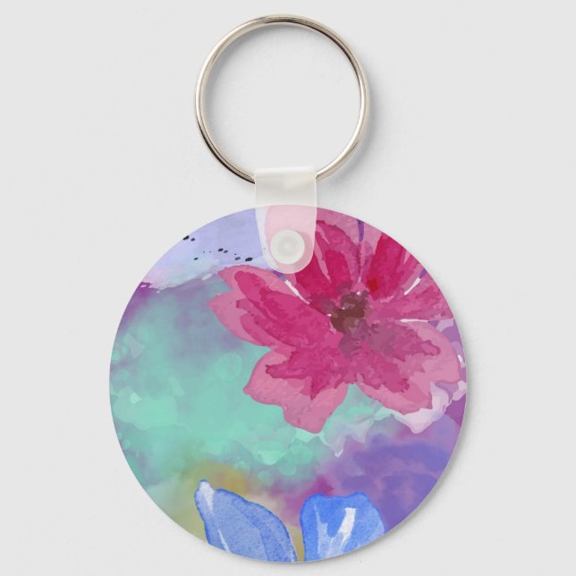 Colorful Floral Art Keychain Nyckelring (Framsida)