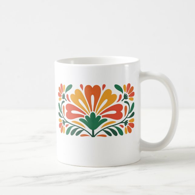 Colorful Floral Pattern – Flat Vector Illustration Kaffemugg (Höger)