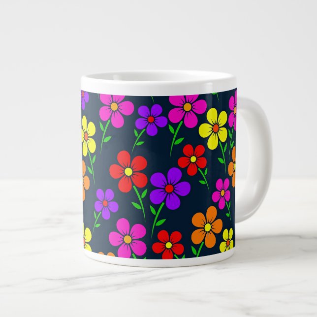 Colorful Floral Pattern Jumbo Mugg (Framsida höger)