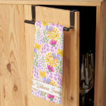 Colorful Floral Pattern Name Monogram Botanical Kökshandduk<br><div class="desc">A colorful illustrated kitchen towel. Makes a great gift! Personalize with name.</div>