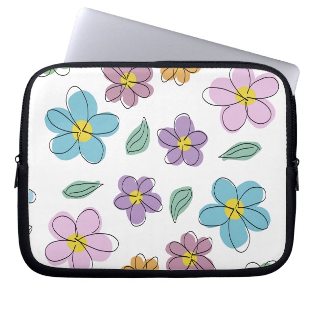 Colorful floral print laptop fodral (Framsidan)