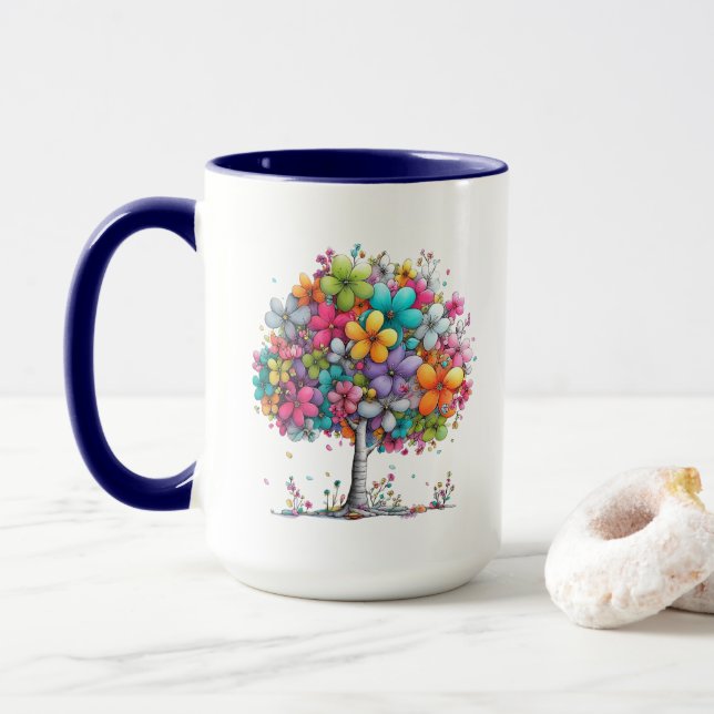 Colorful Floral Tree  – Vibrant Botanical Art Mugg (Med munk)