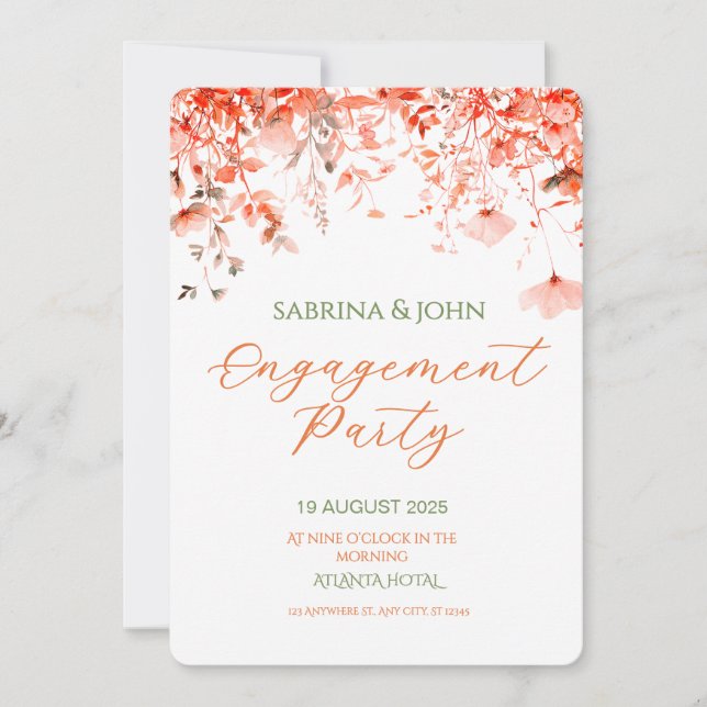 Colorful Floral Watercolor Engagement Party Inbjudningar (Framsida)