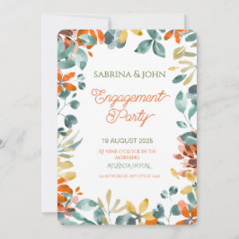 Colorful Floral Watercolor Engagement Party Inbjudningar