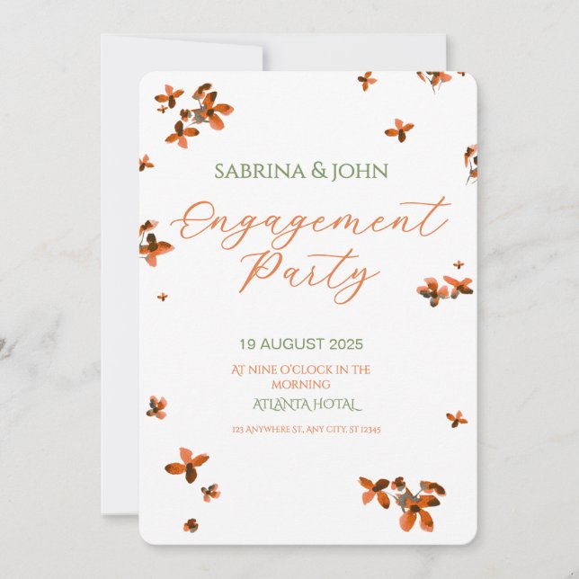 Colorful Floral Watercolor Engagement Party Inbjudningar (Framsida)