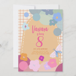 Colorful Flower Arch Birthday Girl Invitation Inbjudningar