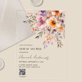 Colorful Flower Bouquet QR Code Bridal Shower