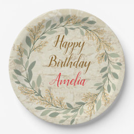 Colorful Flower Design Birthday Plate