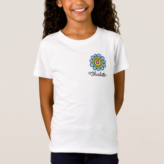 Colorful Flower Doodle Personalized T Shirt (Framsida)