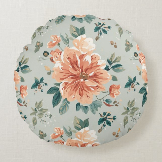 Colorful Flower Shape Throw Pillow Case Rund Kudde (Framsidan)