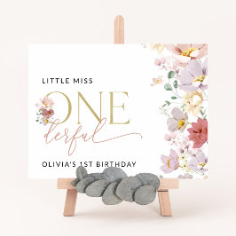 Colorful Flowers, Boho, First Birthday Welcome Poster