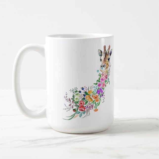 Colorful Flowers Bouquet Giraffe Coffee Mugg Vår (Vänster)