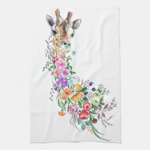 Colorful Flowers Bouquet Giraffe Kitchen Towel Kökshandduk