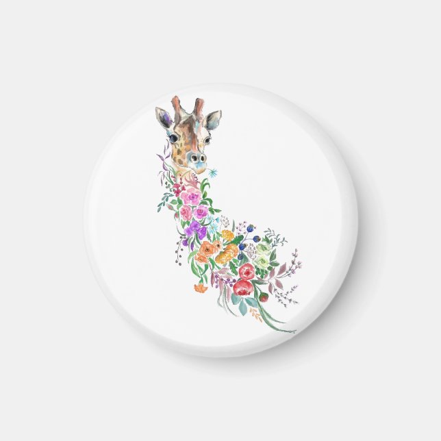 Colorful Flowers Bouquet Giraffe Magnet Gift (Framsidan)