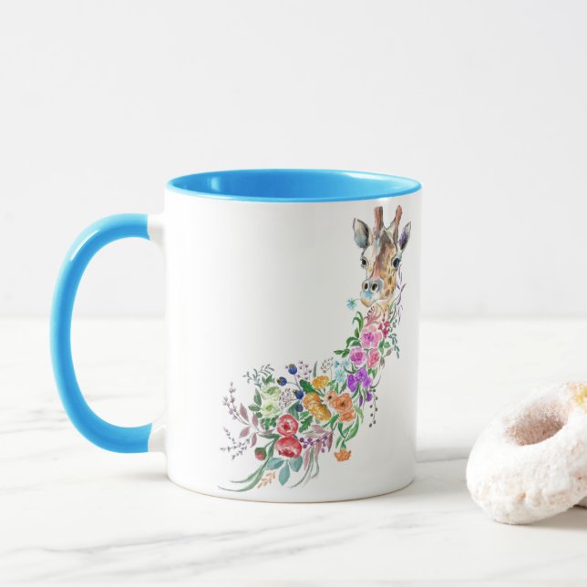 Colorful Flowers Bouquet Giraffe Mugg (Med munk)