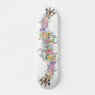 Colorful Flowers Bouquet Giraffe - Teckning Blommi Mini Skateboard Bräda 18,5 Cm