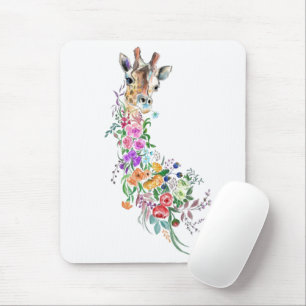 Colorful Flowers Bouquet Giraffe - Teckning Modern Musmatta