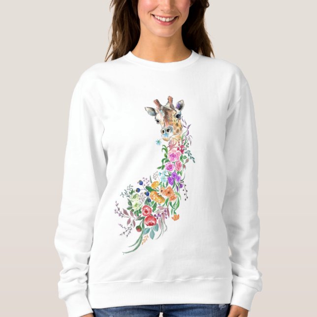Colorful Flowers Bouquet Giraffe - Vår  T Shirt (Framsida)