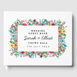 Colorful Flowers Bröllop Guestbook Gästböcker