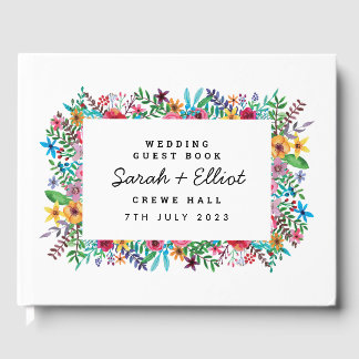 Colorful Flowers Bröllop Guestbook Gästböcker