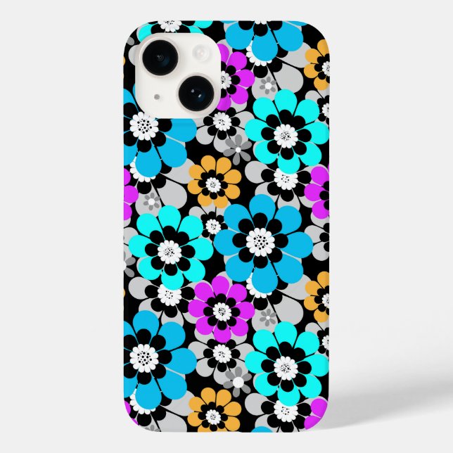 Colorful flowers daisies Blue Turquoise Purple  (Baksida)