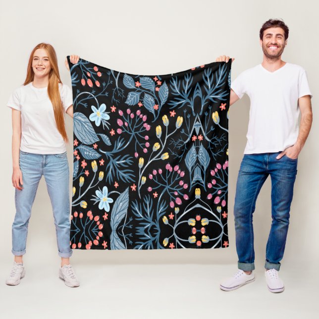 Colorful Flowers Fleece Blanket (På plats)