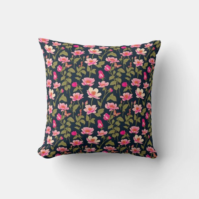 Colorful flowers-Floral pattern 22 - Throw Pillow Kudde (Framsida)