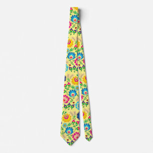 Colorful flowers, light yellow style tie slips