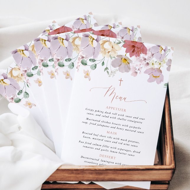 Colorful Flowers, Wildflowers, Boho, Baptism Menu (Skapare uppladdad)