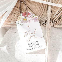 Colorful Flowers, Wildflowers, Boho, Baptism Presentetikett