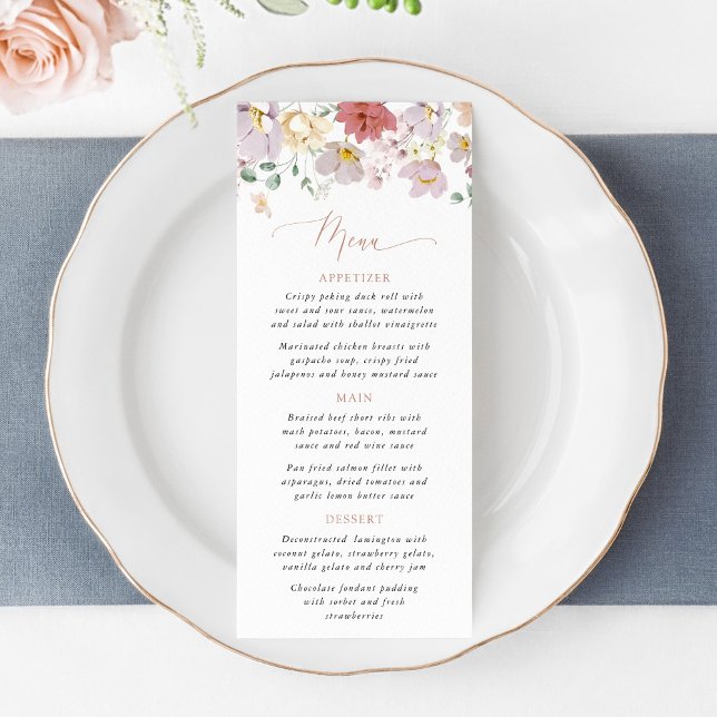Colorful Flowers, Wildflowers, Boho, Wedding Menu Meny (Skapare uppladdad)