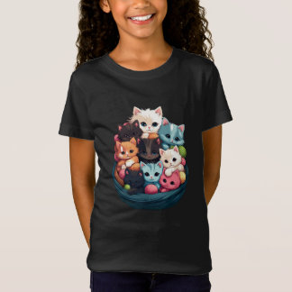 Colorful Fluffy Kittens – Cute Cat Aesthetic Girls T Shirt