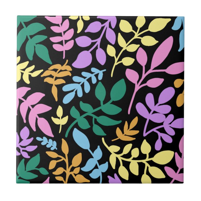 Colorful foliage in black background kakelplatta (Framsidan)
