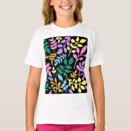 Colorful foliage in black background t shirt