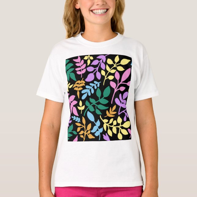 Colorful foliage in black background t shirt (Framsida)