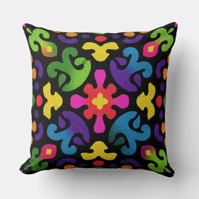 Colorful Folk Abstract Throw Pillow Kudde (Framsida)