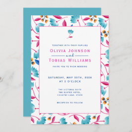 Colorful Folk Art Blommigt Sommar Inbjudningar