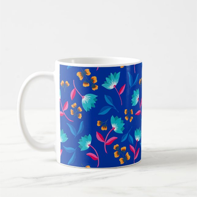 Colorful Folk Art-Blommönster Kaffemugg (Vänster)