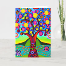 Colorful Folk Art Stil Träd | Ni tänker er