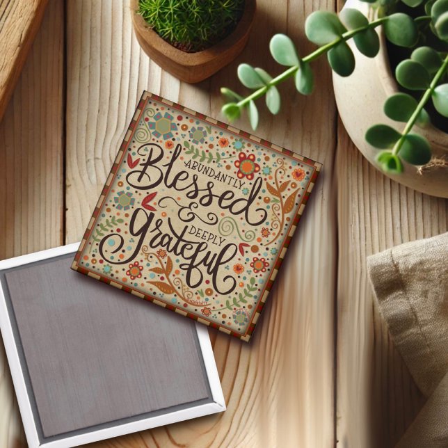 Colorful Folk Blsed Gratful Inspirief Magnet (Skapare uppladdad)