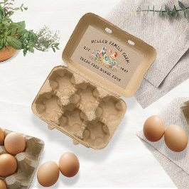 Colorful Folk Chicken Blommigt Egg Carton Rektangulärt Klistermärke