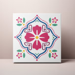 Colorful Folk Flower Azulejo Kakelplatta<br><div class="desc">Dekorera kontoret med den här färglösa folkfärgen. Du kan anpassa detta ytterligare genom att klicka på knappen "PERSONALIZE". Ändra bakgrunden till färg om du vill. Kontakta oss på ThePaperieGarden@gmail.com för ytterligare frågor.</div>